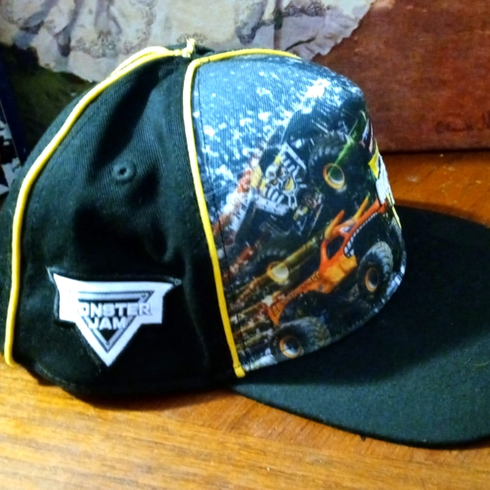 🇺🇸Monster Truck Monster Jam Adult Black 🧢 Orange Trucker Snap Back.🎁 💝